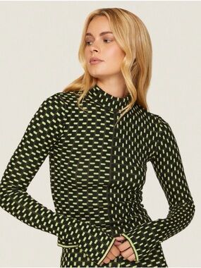 Arthur Ribbed-Mock Neck Sweater Long Sleeve in Green size 4 Small